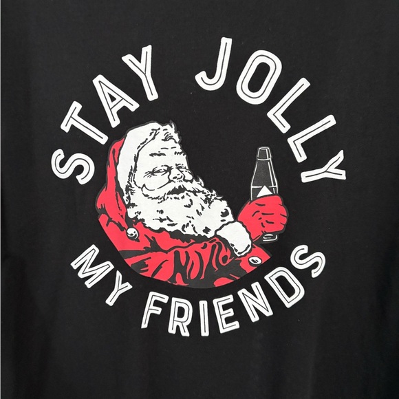 Holiday Time Santa Stay Jolly Black Tshirt NWT SIZE LARGE - Picture 2 of 4